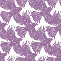 Vector Purple Bird Silhouettes Diagonal Seamless Pattern