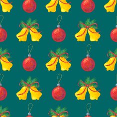 Seamless pattern with Christmas bell and ball