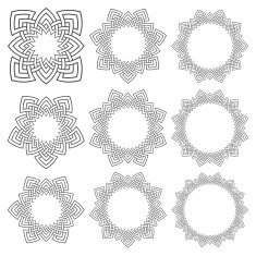 Nine decorative elements with stripes braiding