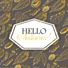 Autumn background with leaves and inscription in the middle N2