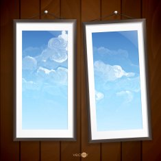 Two Frames Of Picture On A Striped Old Wall