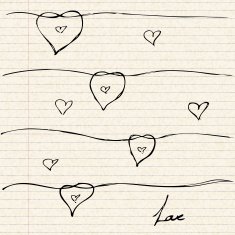Love heart design on lined paper N3
