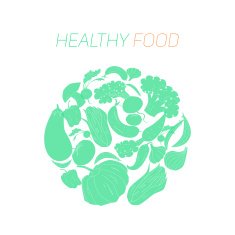 Green vegetables healthy food text