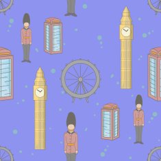 United Kingdom seamless pattern blue color