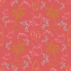 Hawaii cocktail seamless pattern beach red color