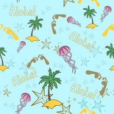 Hawaii cocktail seamless pattern blue color