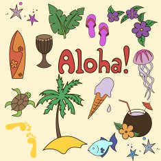 Hawaii cocktail symbols yellow color