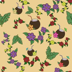 Hawaii cocktail seamless pattern yellow color N2