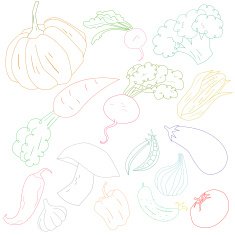 Vegetables color outline vector illustration