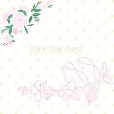 Invitation template birds with flowers vector