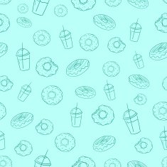 Donut and milkshake seamless background vector