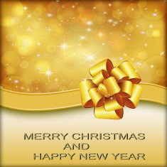 Yellow Christmas card with bow