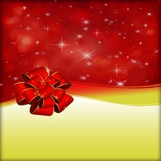 Greeting card with bow and ribbon