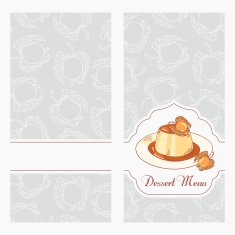 Dessert menu template design for cafe Creme caramel N2