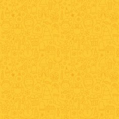 Line Art Happy New Year Seamless Yellow Pattern