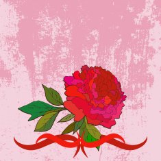 Hand drawn peony and copy space
