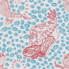 Doodle hand drawn lizard and turtle endless pattern N2