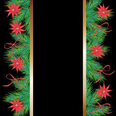 Christmas greeting card with fir twigs flowers and ribbon bow