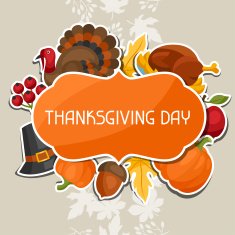 Happy Thanksgiving Day background design with holiday sticker objects