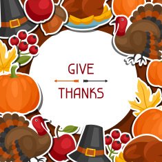 Happy Thanksgiving Day background design with holiday sticker objects N5