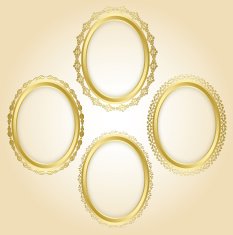 beautiful gold oval decorative frames - vector set