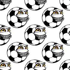 Seamless pattern of a happy soccer ball