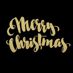 Merry Christmas gold glittering lettering design