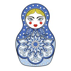 Zentangle stylized elegant Russian doll Matryoshka doll in Gzhe N2