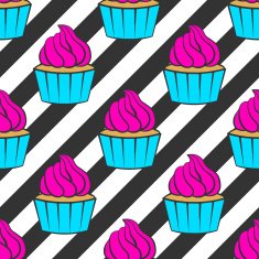 Seamless pattern with colorful cupcakes N2