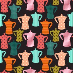 seamless pattern with colorful coffee maker silhouettes N3