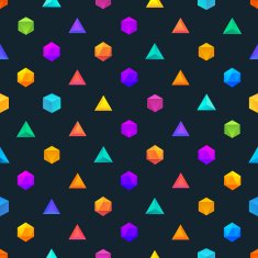 Polygon 3d objects Seamless geometric pattern Vector