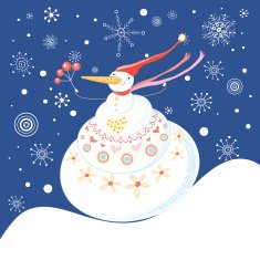 Christmas Greeting Card with snowman N3