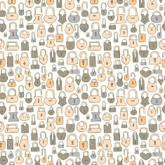 vintage hand drawn locks seamless pattern