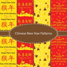 Chinese New Year seamless pattern set