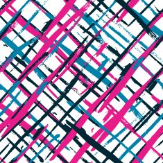 Seamless watercolor bold plaid pattern with colorful diagonal stripes