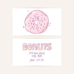 Business cards set with hand drawn cake N2