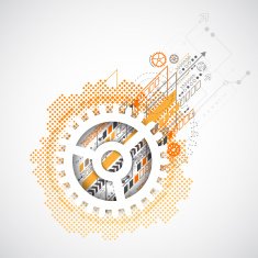 Abstract technology gears background Futuristic style with ora N6