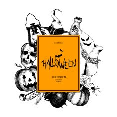 Vintage background for halloween isolated on white N2