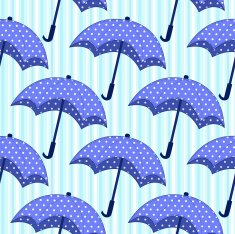seamless pattern with blue umbrellas on striped background