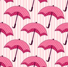 seamless pattern with pink umbrellas on striped background