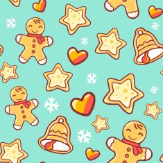 Vector seamless christmas pattern on green background
