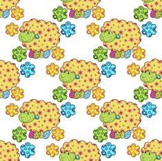 Seamless pattern with colorful sheep N2
