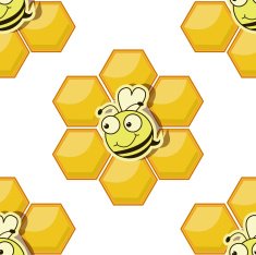 Seamless pattern with bee honeycombs on a white background N2