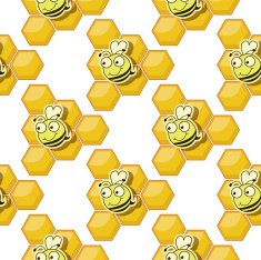 Seamless pattern with bee honeycombs on a white background N3