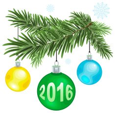 Christmas fur-tree branch with balls