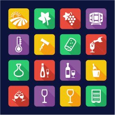 Wine Icons Flat Design