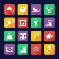 Santa Claus Icons Flat Design