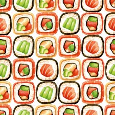 Seamless pattern with sushi rolls