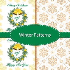 Winter season seamless pattern set