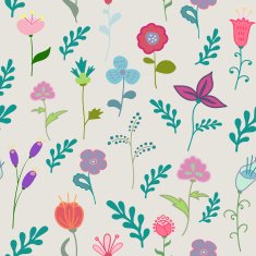 hand drawn flowers seamless pattern N8